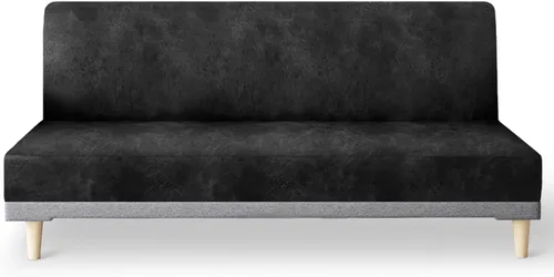 Vista 16 de molasofa - Funda elástica para futón de aspecto de cuero, cubierta para sofá sin brazos, protector de muebles con parte inferior elástica, funda