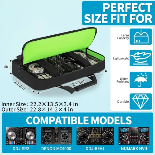 Vista 2 de IBVIVIC Bolsa para controlador de DJ, se adapta a DDJ-REV1/DDJ SR/SR2/Denon MC4000/Numark Mixtrack Pro FX/NVII/Mixstream Pro+/Mixstream Pro Go/NI