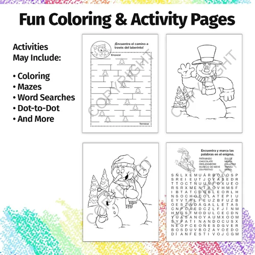 Vista 4 de ZOCO - Diversión navideña (versión en español) - Libros para colorear personalizados (paquete de 25 unidades, con crayones) - Unas Vacaciones Con