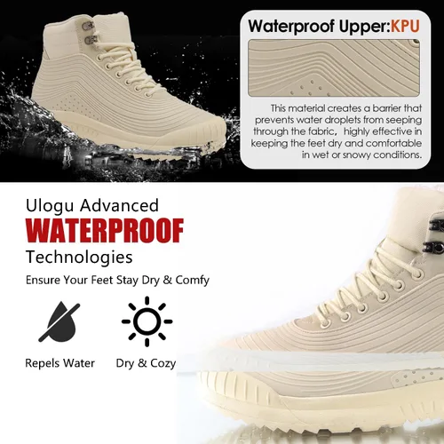 Vista 2 de ulogu Snow Boots for Men WomenInsulated Waterproof Fur Lined BootiesLightweight Winter Shoes