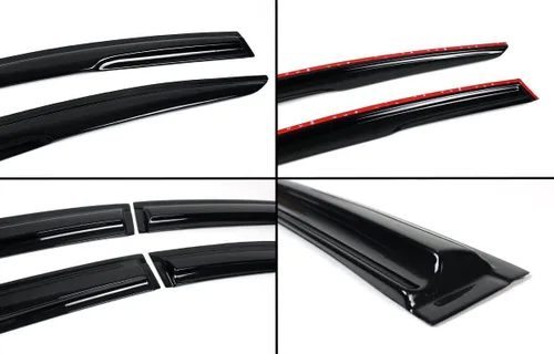 Deflector de ventana JDM Mugen compatible con viseras de ventana H0nda Civic Sedan 2012-2015, protectores solares color humo oscuro