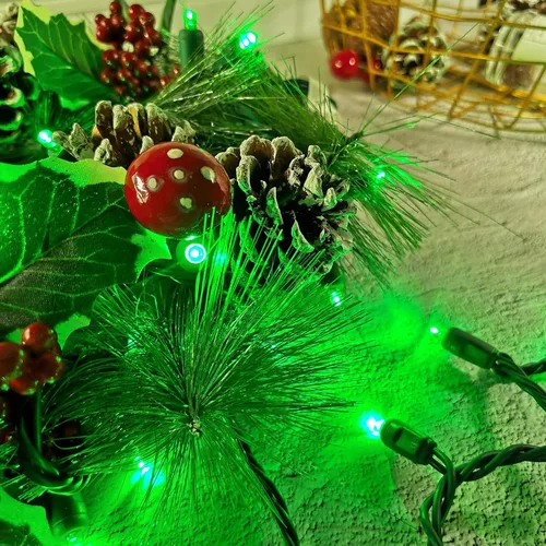 Vista 6 de Luces de Navidad LED, juego de luces LED comerciales en miniatura, 120V UL, luces navideñas con cable verde