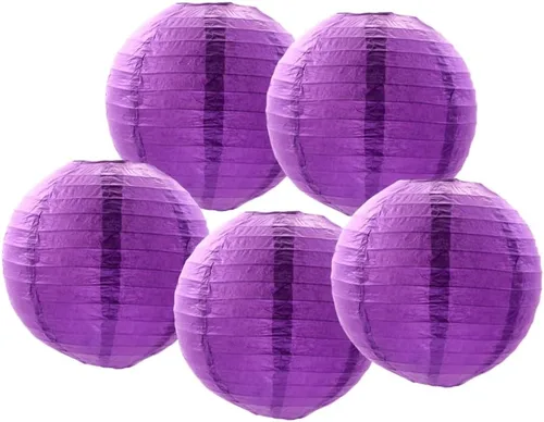 Vista 14 de Faroles de papel colgantes redondos de papel para bodas, decoraciones de fiesta de cumpleaños (negro, 4 pulgadas (3.9 in) - 5 piezas)