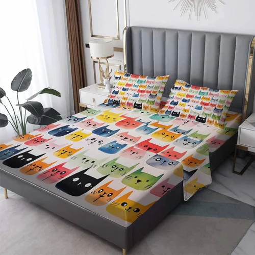 Vista 42 de Juego de sábanas abstractas tamaño individual, sábanas de microfibra suave, bolsillo profundo, sábanas y fundas de almohada estampadas sin arrugas