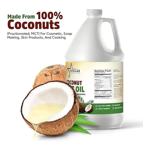 Vista 2 de Aceite MCT ~ Aceite de coco fraccionado ~ Combustible cerebral y corporal de cocos; (2 galones) ~ Stellar Chemical Corp