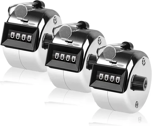 Vista 8 de Contador de 4 Dígitos, Clicker de Mano, Contadores de Metal con Clicker para Pitch, para Contar, Tejer, Entrenar, Golf, Vueltas, Pesca