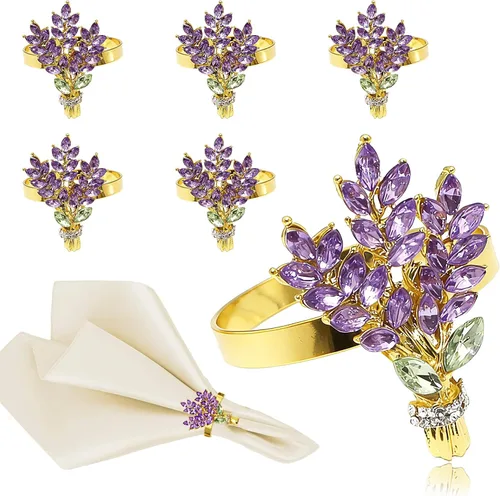 Vista 12 de Juego de 8 servilleteros de flores, servilleteros de abeja, girasol, servilleteros florales amarillos para decoración de bodas de verano, hebillas