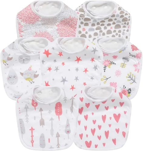 Vista 7 de Paquete de 7 baberos absorbentes de algodón para bebés para babear la dentición