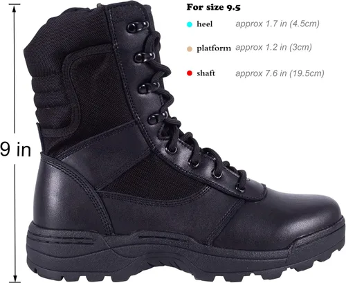 Vista 2 de Botas de trabajo tácticas militares para hombre, con cremallera lateral, botas de combate del ejército de la selva, 12