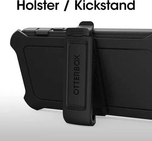Vista 6 de OtterBox Funda de la serie Defender para iPhone 14 Plus - Negro, resistente y duradera, con protección de puerto, incluye clip de funda y soporte