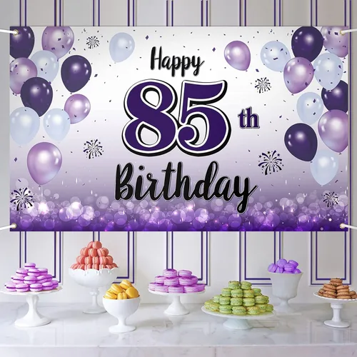 Vista 60 de Decoraciones de feliz cumpleaños número 10, cartel grande de globo morado para cumpleaños número 10, suministros para fiesta de cumpleaños de 10