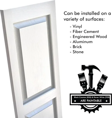 Vista 19 de Persianas de vinilo de panel elevado Pontiac Trail (1 par) 14.5"x31" - Negro Cosmos/Pintable Persianas de ventana exteriores Incluye hardware