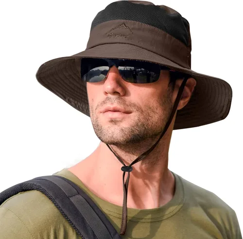 Vista 14 de Sombreros de sol para hombres y mujeres, sombrero de pesca UPF 50+ transpirable de ala ancha de verano con protección UV