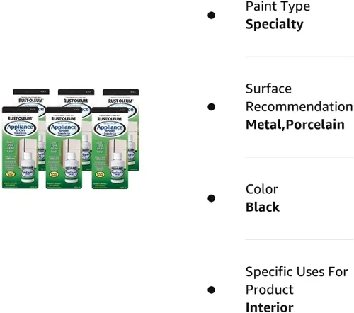 Vista 4 de Rust-Oleum 213174-6PK Pintura de retoque para electrodomésticos especiales, 0.6 onzas, negro, paquete de 6
