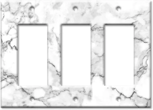 Vista 9 de Art Plates - Placa de interruptor de combinación de 2 bandas con 1 palanca y 1 toma de corriente - Mármol blanco y gris - Impresión de granito