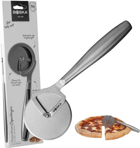 Boska Cortador de pizza de acero inoxidable - Cortador multifuncional de rueda de pizza de Copenhague - Cortador de alimentos de mano - Rodillo