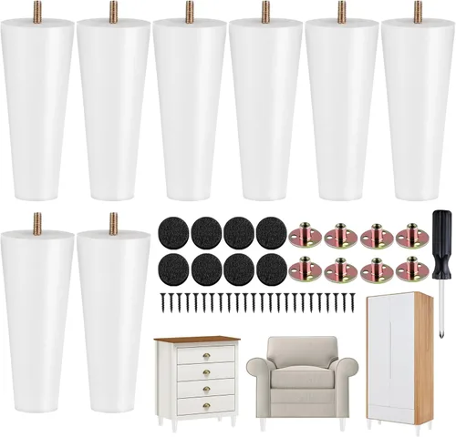Vista 11 de TURSTIN 8 patas redondas para muebles de 3 pulgadas, patas redondas de madera maciza con tuercas en T M8, patas de sofá, patas de repuesto