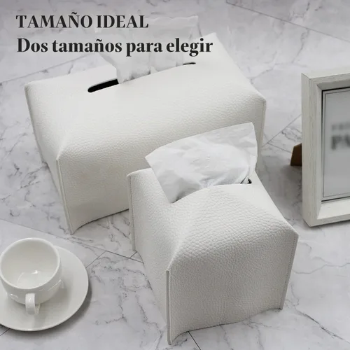 Vista 8 de Livelab Funda para caja de pañuelos, moderna y decorativa, de piel sintética, rectangular, organizador para encimera de tocador, mesitas de noche