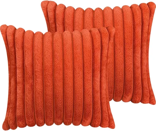 Vista 21 de Juego de 2 fundas de almohada decorativas de 16 x 16 pulgadas, fundas decorativas de piel sintética para cama, sofá, funda de almohada suave