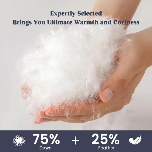 Vista 2 de Manta blanca liviana de plumón con tejido de satén Puredown, Algodón, Blanco, Full/ Queen