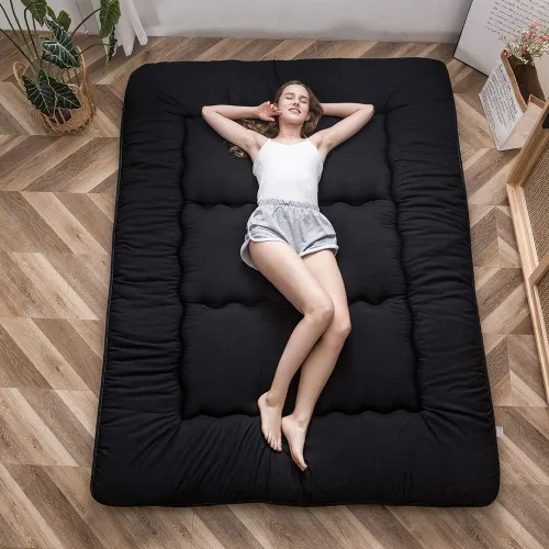 Vista 237 de Colchón futón japonés de piso gris constelación, de piso tatami, portátil, para acampar, para niños, sofá cama plegable enrollable con protector