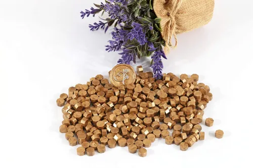 Vista 6 de Yoption Juego de 360 cuentas metálicas de cera de sellado de oro antiguo para sello de cera con velas y cuchara de fusión