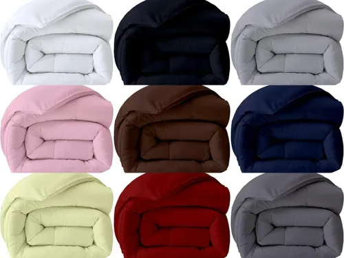 Vista 3 de 3 piezas de edredón alternativo cosido en caja deflectora, 500 GSM, 100% algodón, relleno de edredón cálido para invierno, edredón reversible