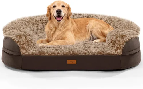 Vista 10 de iweepet Camas negras para perros grandes, 41 x 32.6 x 7.7 pulgadas, funda extraíble y lavable, bordes elevados rebotables, parte inferior