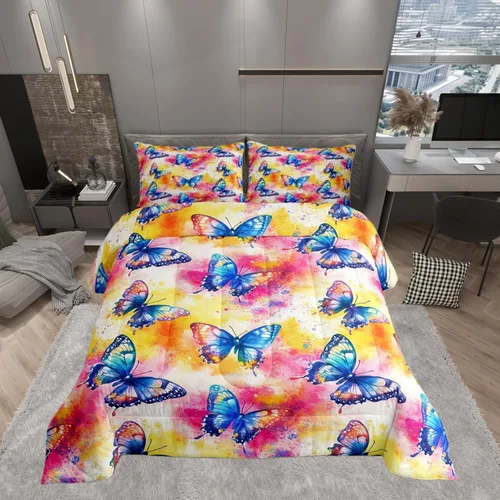 Vista 9 de Castle Fairy Daisy Florals Comforter Set Twin Size,Cartoon Wildflowers Breathable Bedding Set,Kids Adults Room Decor,Retro Country Style Microfiber