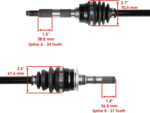 Vista 3 de Caltric Ejes de junta Cv completos delanteros izquierdo y derecho compatibles con Kawasaki Mule 4010 Kaf950F Kaf950G 4X4 Diesel 2009-2013