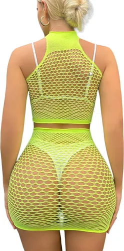 Vista 3 de Lencería de malla para mujer, mini vestido tipo babydoll de malla transparente, para el día de San Valentín, lencería