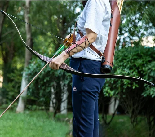 Vista 3 de Deerseeker Outdoor Archery 54" Traditional Bow Hunting Longbow with Bamboo Core Limbs Handmade Recurve Bow RH/LH for Targeting Practice Shooting
