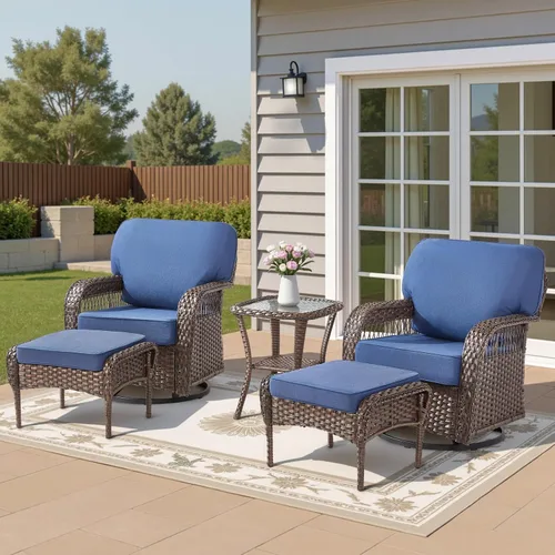 Vista 37 de Sofá de mimbre para patio al aire libre de 75 pulgadas, sofá de ratán para todo tipo de clima, sofá de respaldo alto con asiento profundo y funda