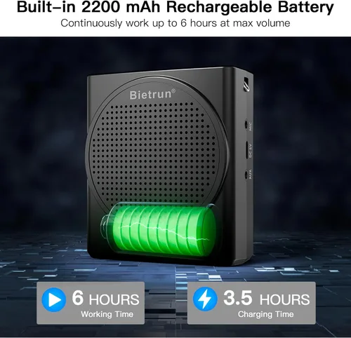 Vista 3 de Amplificador de voz Bluetooth para profesores, mini amplificador de voz recargable portátil con auriculares de micrófono con cable, sistema PA
