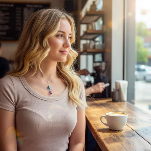 Vista 2 de Collar personalizado para mamá, collar de piedra natal de la madre, collar de piedra natal personalizado, estilo Lariat TL