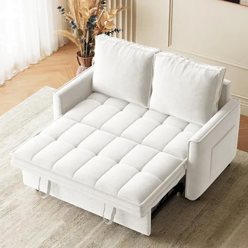Wrofly Sofá cama convertible 3 en 1, sofá cama extraíble para sala de estar con bolsillos laterales y almohadas extraíbles, respaldo ajustable, sofá