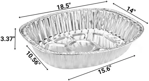 Vista 18 de Sartenes de aluminio extra grandes desechables y duraderos para pavos, forma ovalada para pollo, carne, pechuga, asado, horneado, reciclable junto