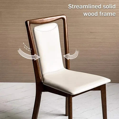 Vista 4 de Sillas de comedor con cojín de cuero, sillas de comedor de madera, silla de cocina, silla de negociación, taburete sin brazos para comedor, sala