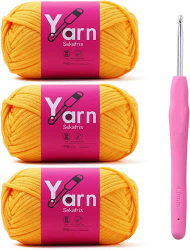 Vista 12 de Hilo de ganchillo con hilo de algodón para ganchillo - Hilos de ganchillo para principiantes con puntadas fáciles de ver - Hilo para ganchillo