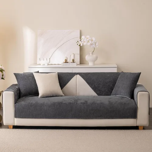 Vista 6 de Funda de felpilla suave, antideslizante, lavable para sofá modular de 3 cojines, funda para sofá de 3 cojines, funda para sofá con diseño afilado