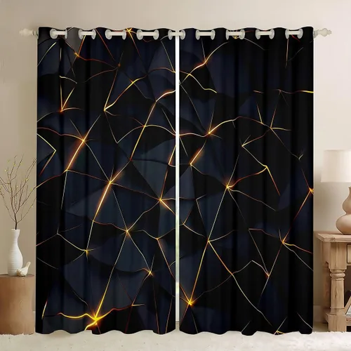 Vista 24 de Cortinas de ventana con diseño de panal para niños, hombres y niñas, diseño geométrico moderno con temática hexagonal, para dormitorio, sala