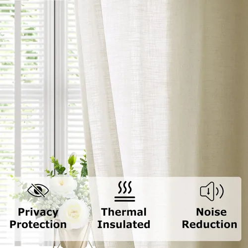 Vista 7 de Frelement Cortinas plisadas de lino sin forro para sala de estar y dormitorio, cortinas con bloqueo de luz para puerta corrediza de patio, 1 panel