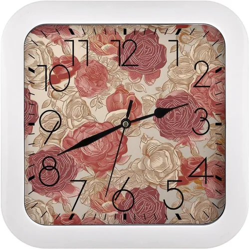 Vista 17 de 10" Square Modern Wall Clock,Animal Cockerel Print Kitchen Clocks Wall Battery Operated,Silent Non Ticking Unique Funny Cute Wall Clock for Living