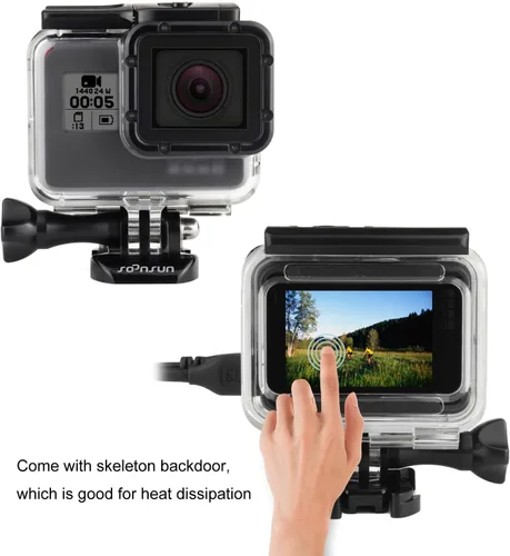 Vista 3 de SOONSUN Carcasa de esqueleto para GoPro Hero 7/6/5 Negro, Hero (2018), funda protectora lateral abierta con accesorios de soporte, ideal