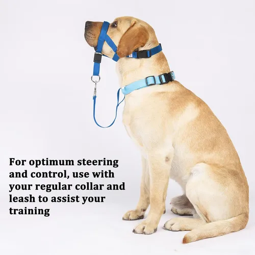 Vista 5 de Collar de cabeza sin tirones para entrenar y caminar de perros, arnés suave con guía de entrenamiento experta Pon fin a tirar de la correa