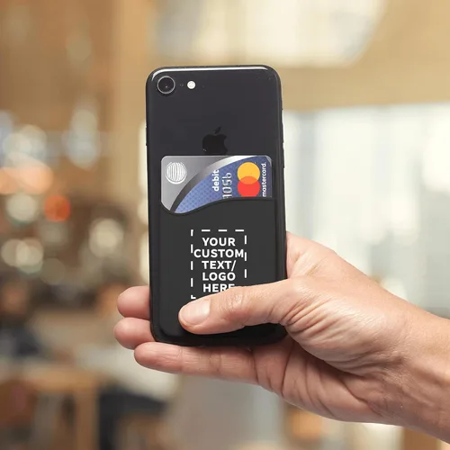 Vista 7 de DISCOUNT PROMOS Maya Basic - Juego de 100 carteras de silicona para teléfono, texto personalizable, logotipo, adhesivo fuerte, tamaño estándar
