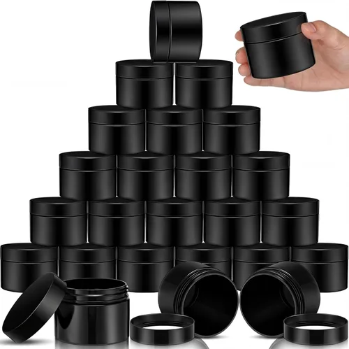 Vista 15 de SATINIOR 24 frascos de plástico transparente vacíos con tapas, recipientes de almacenamiento redondos de boca ancha para productos de belleza