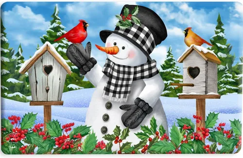 Briarwood Lane Alfombrilla cómoda de muñeco de nieve a cuadros