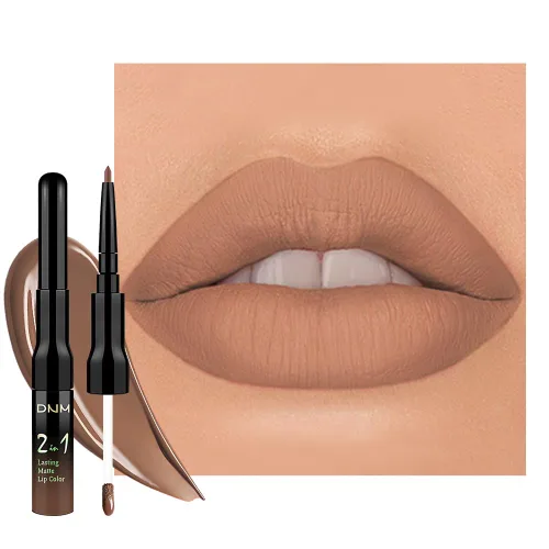 Vista 32 de 2 Piezas Delineador de Labios Líquido Mate Marrón y Rojo Pardusco Tinte que se Despega con Pinzas, Lápiz Labial Mate Impermeable de Larga Duración