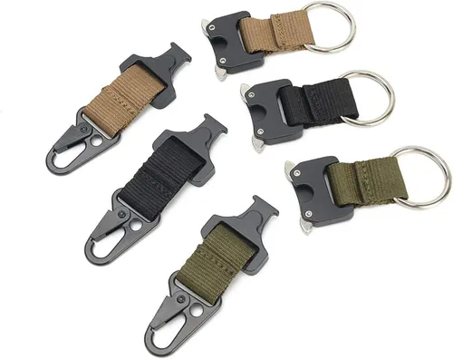 Vista 8 de Llaveros tácticos para hombres, clips de engranaje EDC con clip HK, llavero militar grande, accesorios Molle